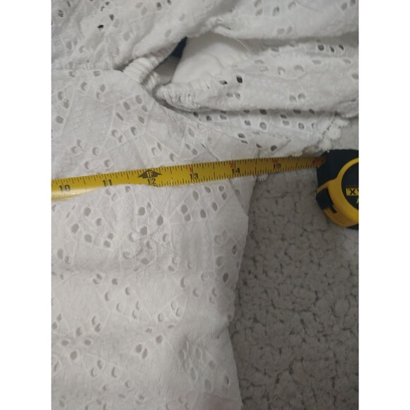 Calvin Klein Embroidered Shoulder Dress White Sz 0p Boho Cottage Core Feminine - Picture 7 of 9